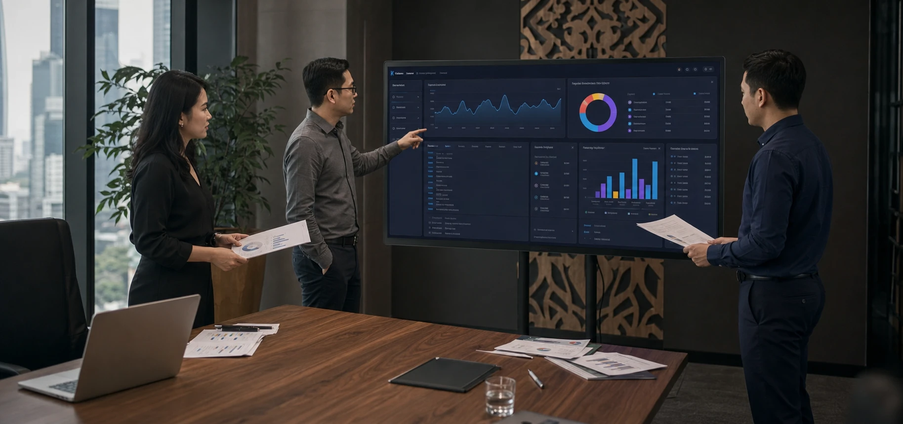 Executive team reviewing governed performance indicators
